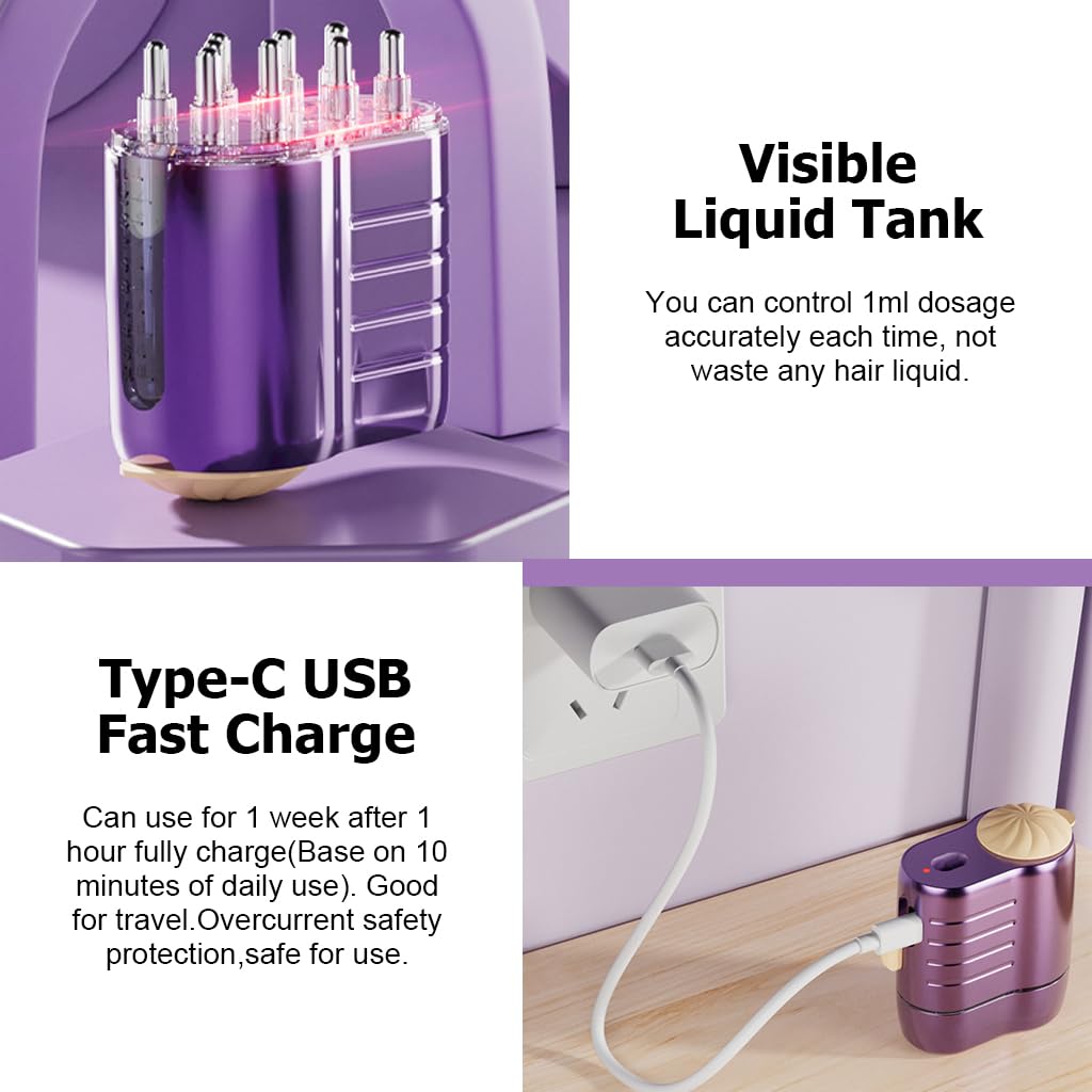 HANNEA 2 in 1 Hair Oiling Applicator&Scalp Oil Applicator, Electric Hair Oil Applicator for Hair Growth, Oil Massager for Scalp With LED Red Light Therapy, 10 ML HANNEA 2 in 1 Hair Oiling Applicator&Scalp Oil Applicator, Electric Hair Oil Applicator for Hair Growth, Oil Massager for Scalp With LED Red Light Therapy, 10 ML
